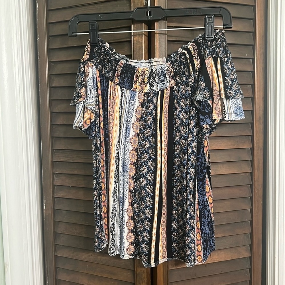 Printed off the shoulder top